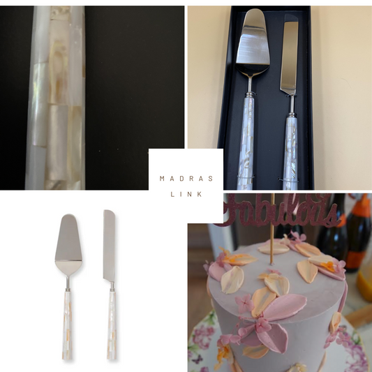 DOVER MOTHER OF PEARL CAKE KNIFE AND SLIDE by MADRAS LINK