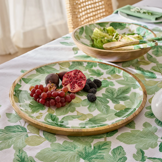 Fig Enamel and Mango Wood Serving Bowl