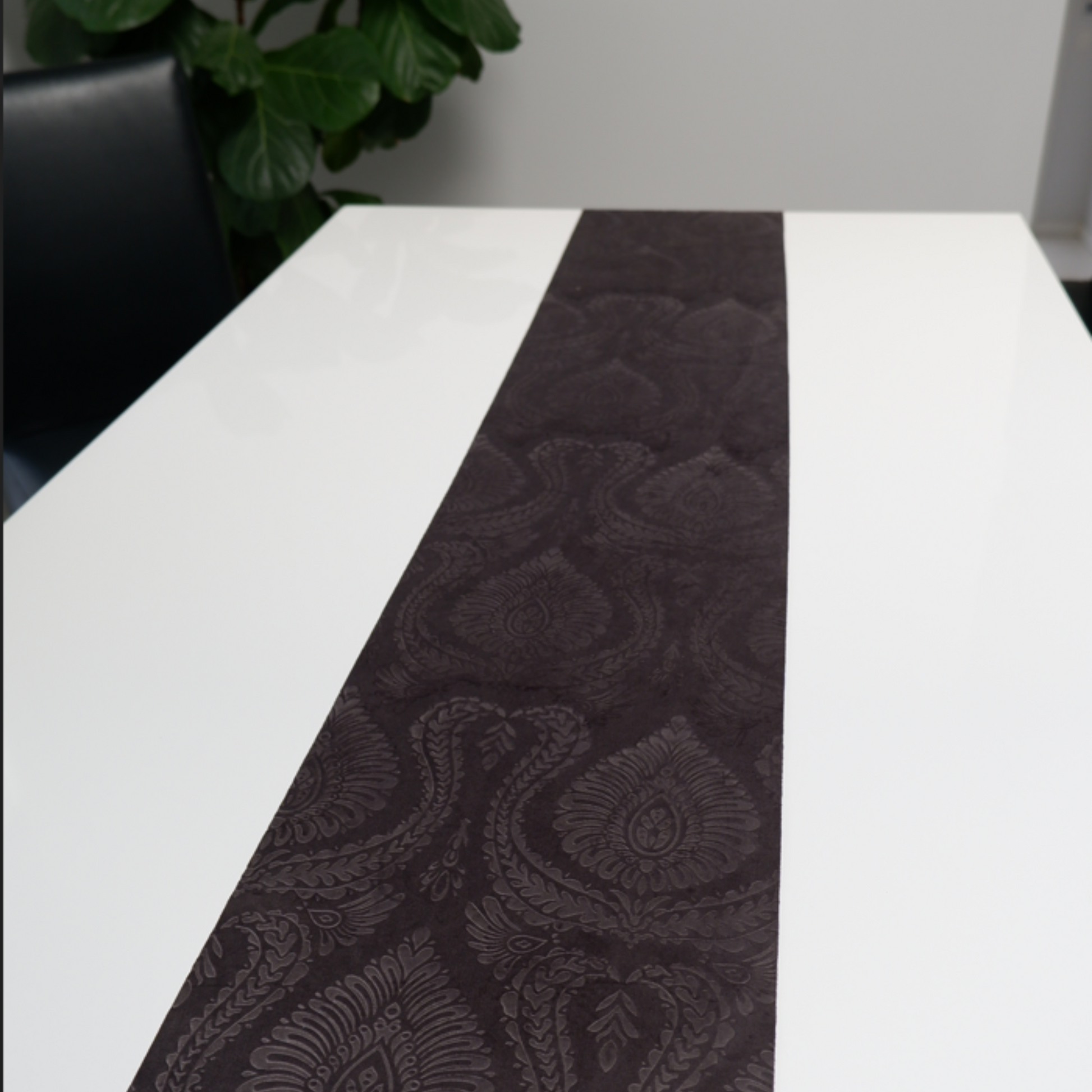 Charcoal velvet table runner