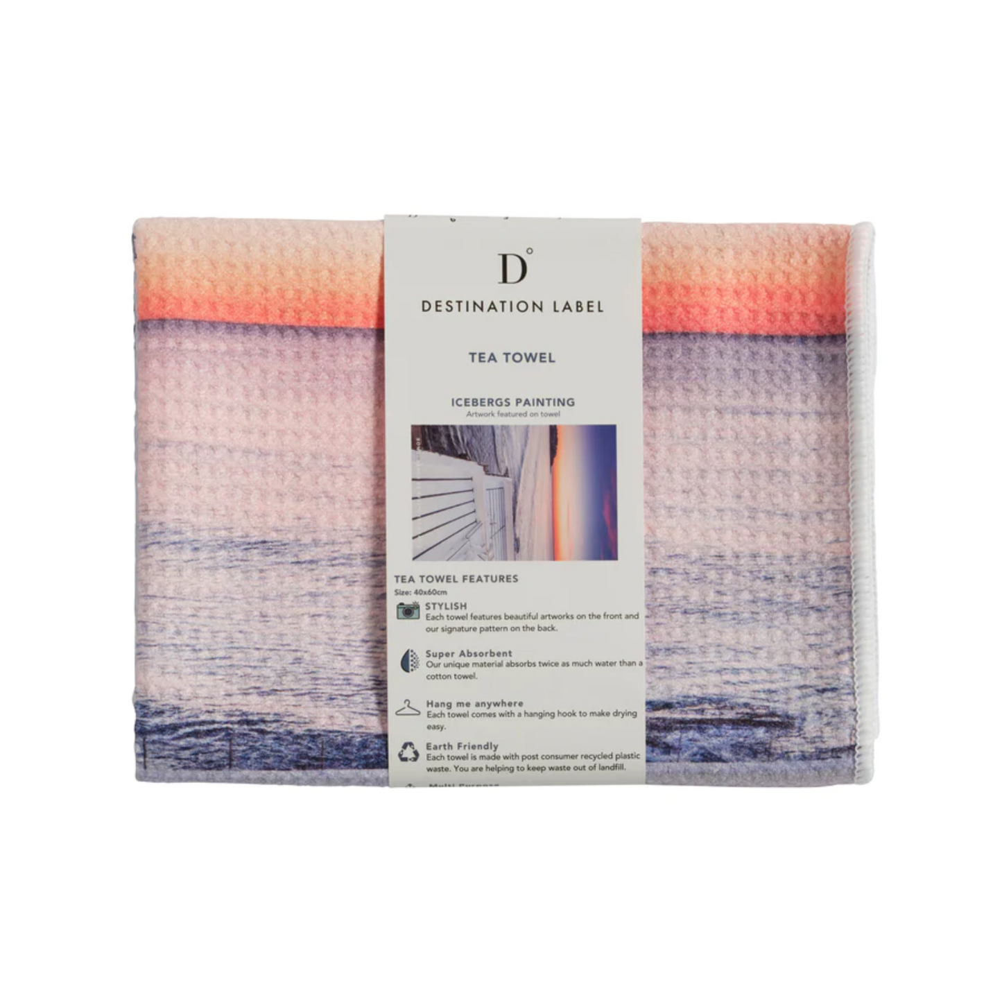 Tea Towel Icebergs painting teatowel package