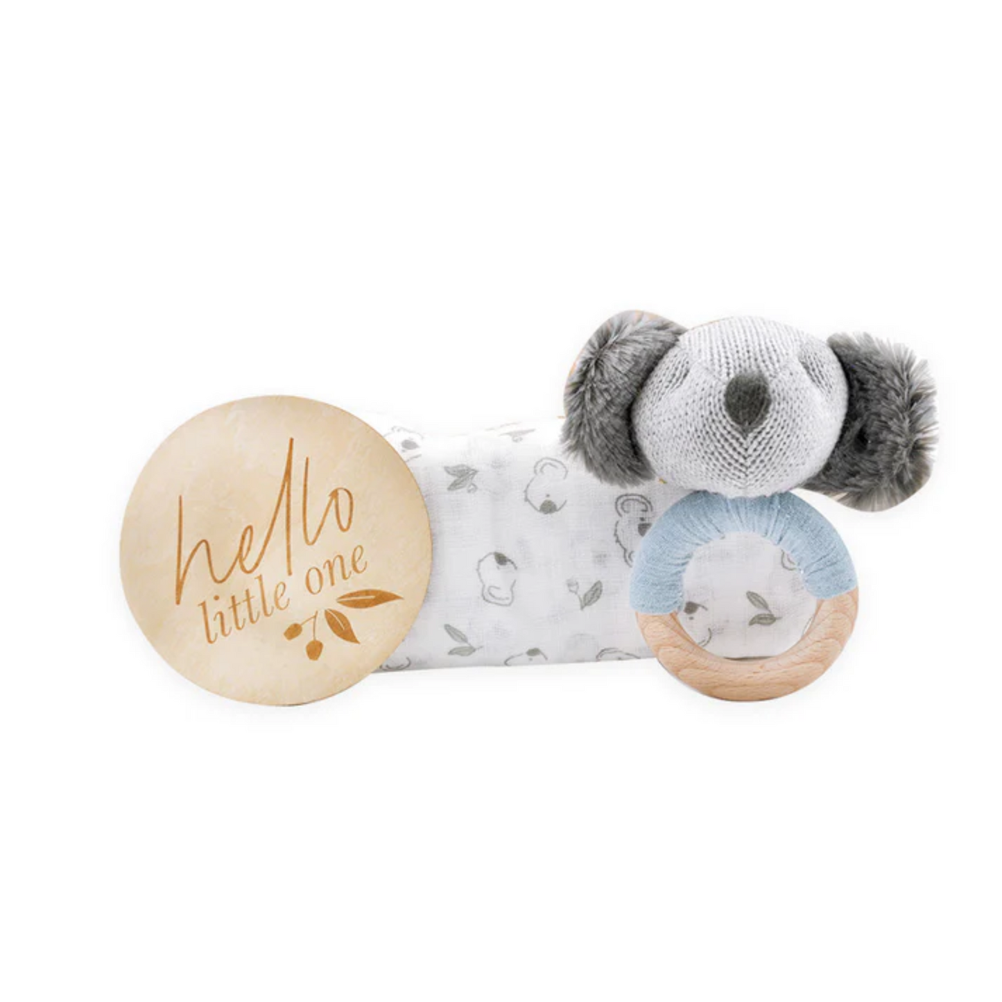 Koala Natives Muslin Wrap and Rattle Gift Set