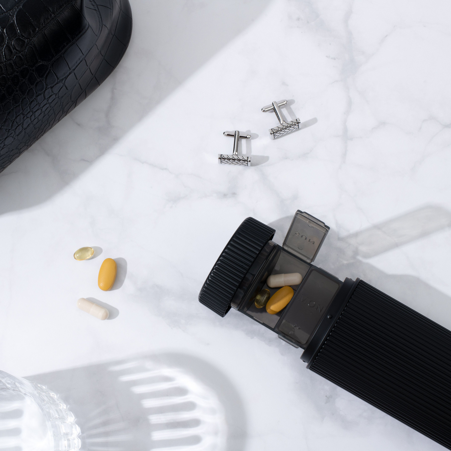 Lucia Gray Stylish Pill Box - Matt Black