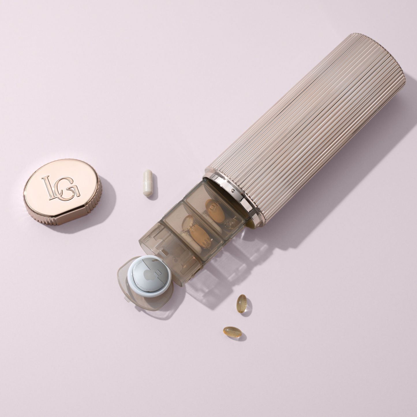 Lucia Gray Stylish Pill Box- Champagne Gold