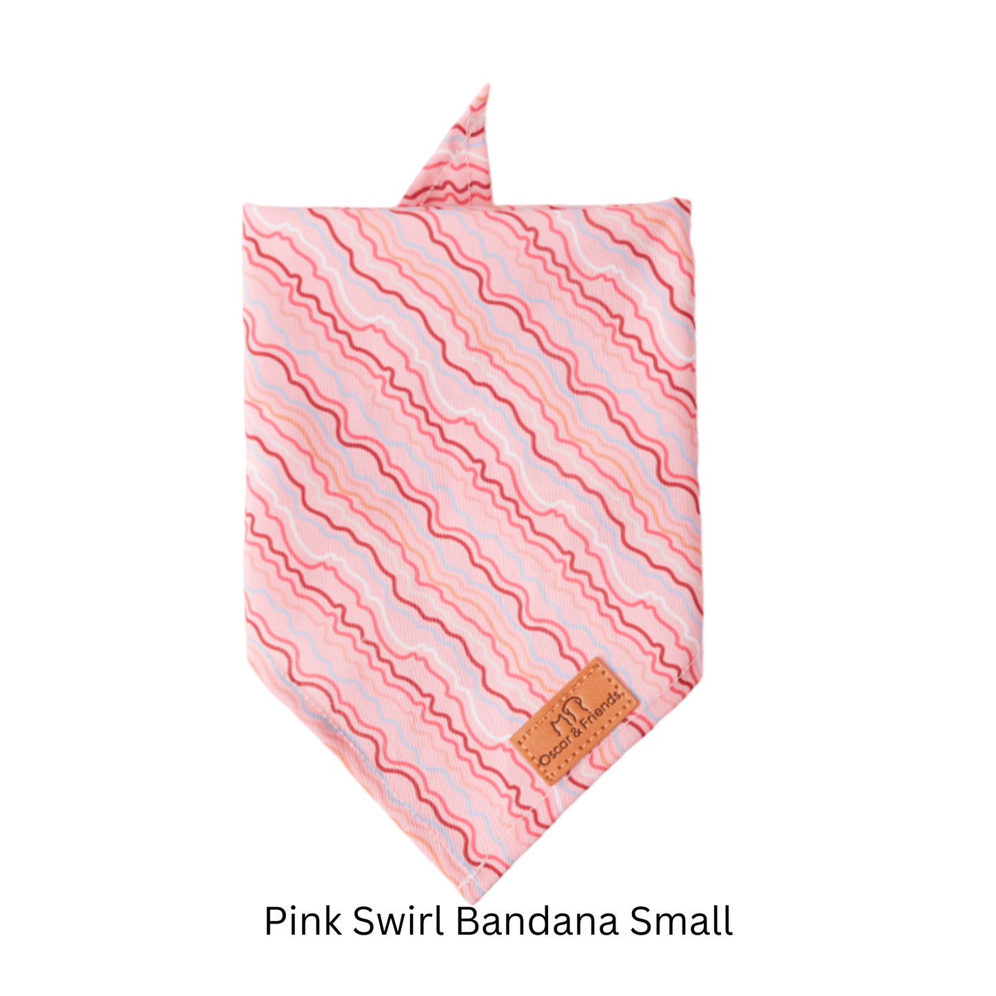 Oscar & Friends Pink Swirl Tie on Bandana Small