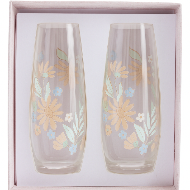 Printed Stemless Drinking Flute - Blushing Floral