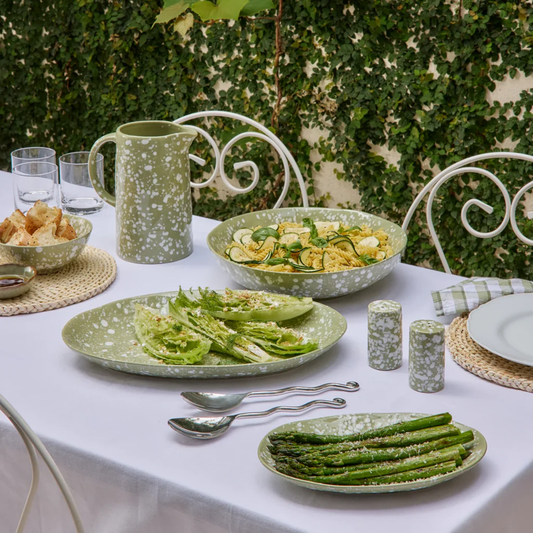 SPECKLE GREEN/WHITE OVAL PLATTER