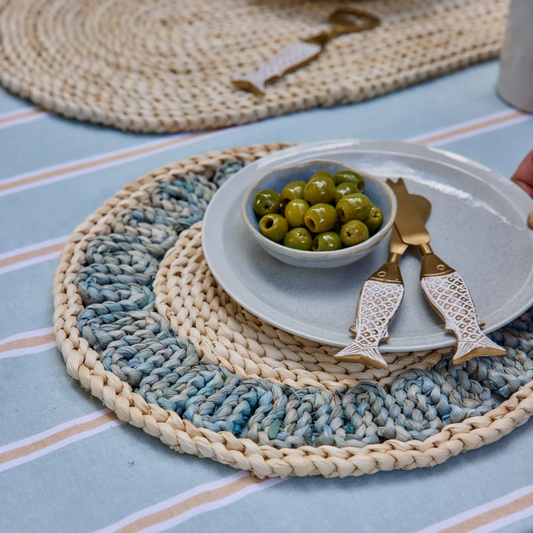 Palma Natural/Blue Braided Placemat