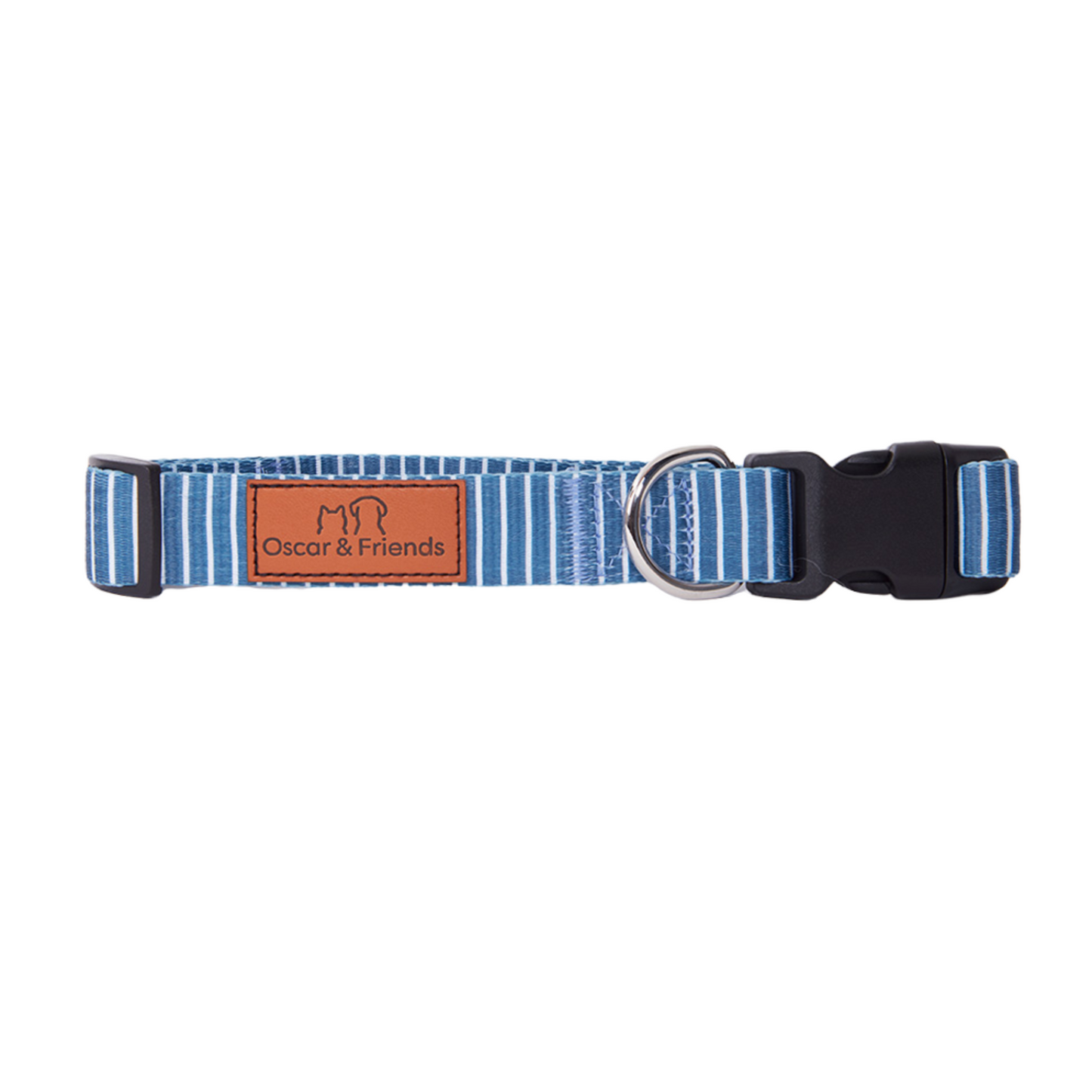 Oscar and Friends teal stripe collar - small