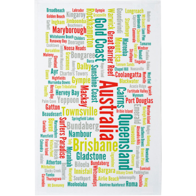 Australia Day Souvenir Tea Towel- Australian Cities and Towns