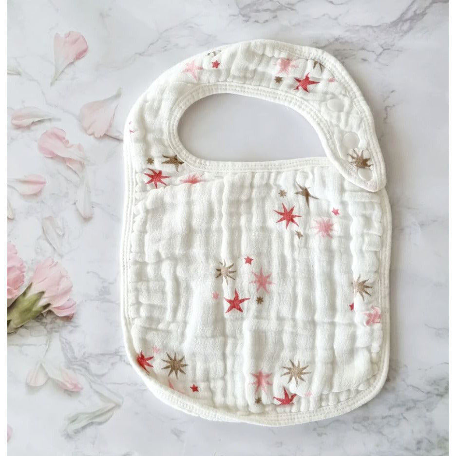 Pink Stars Muslin Bib Baby & Toddler Inspire Baby