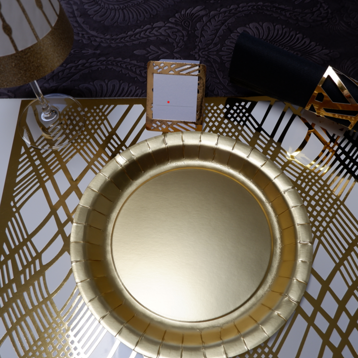 GATSBY RECTANGLE TABLE SETTING FOR 10- Gold Weave Place Matters