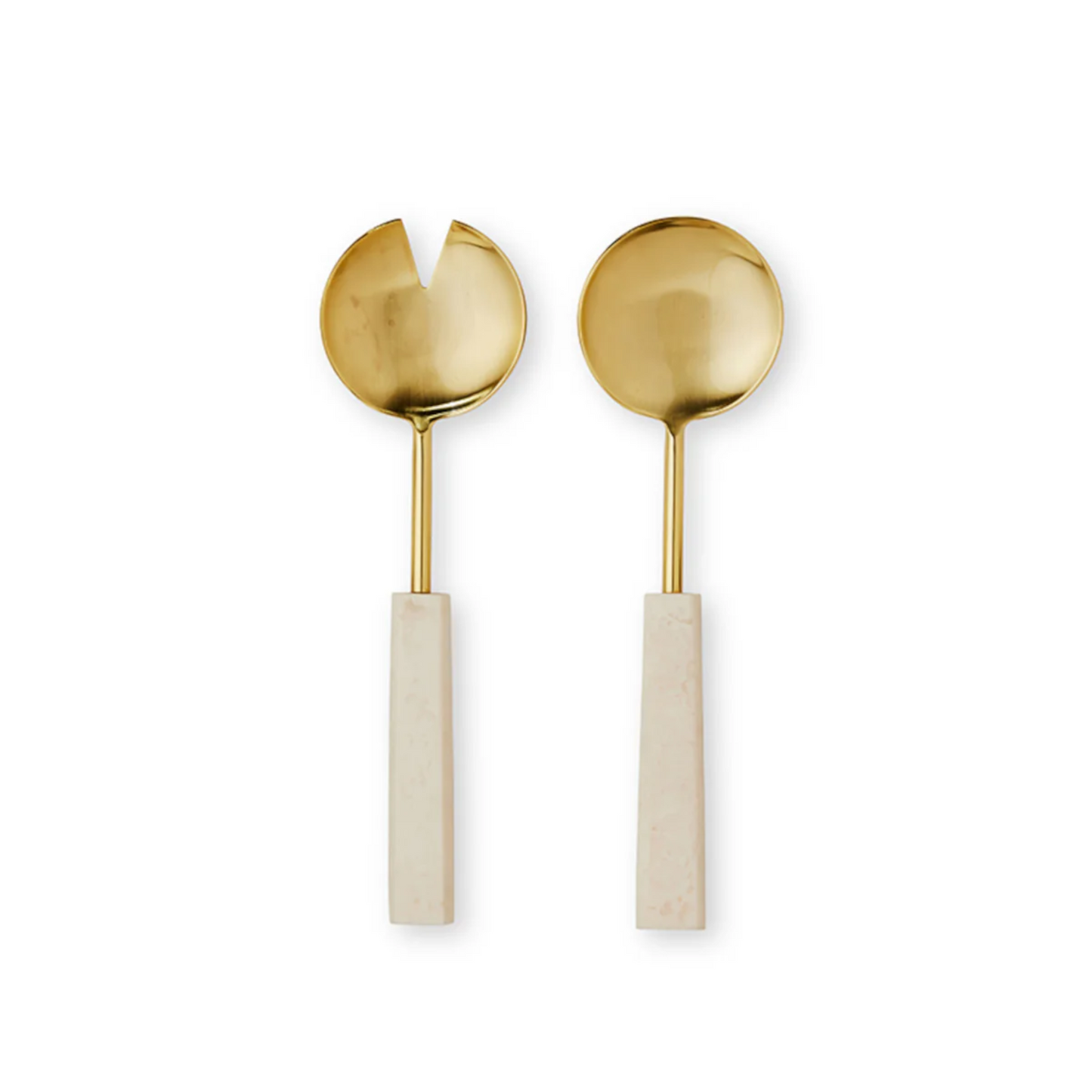 Aries Salad Cream and Gold Salad Server Set