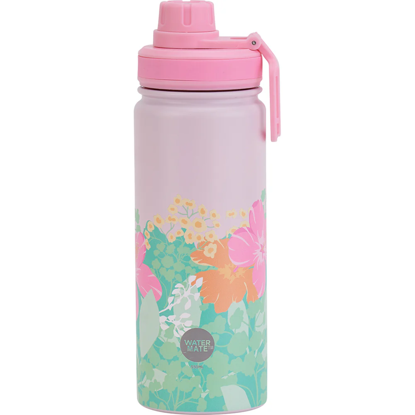 Annabel Trends Watermate Drink Bottle - Stainless Steel Hibiscus Design -550 ml