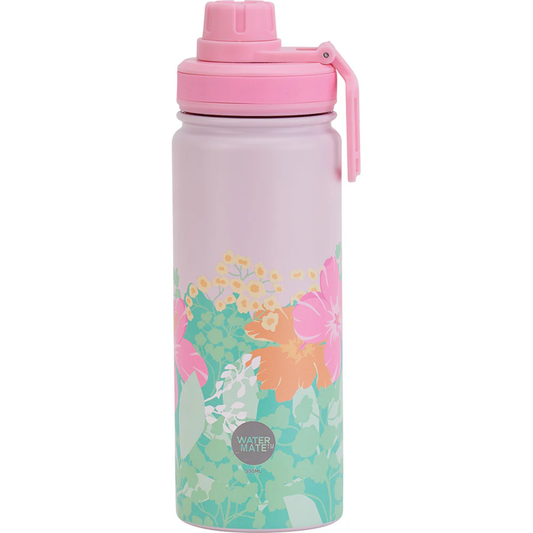 Annabel Trends Watermate Drink Bottle - Stainless Steel Hibiscus Design -550 ml