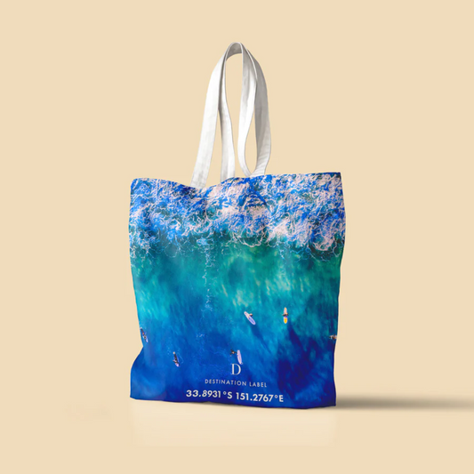 Surf Scene Blue Boards Tote Bag