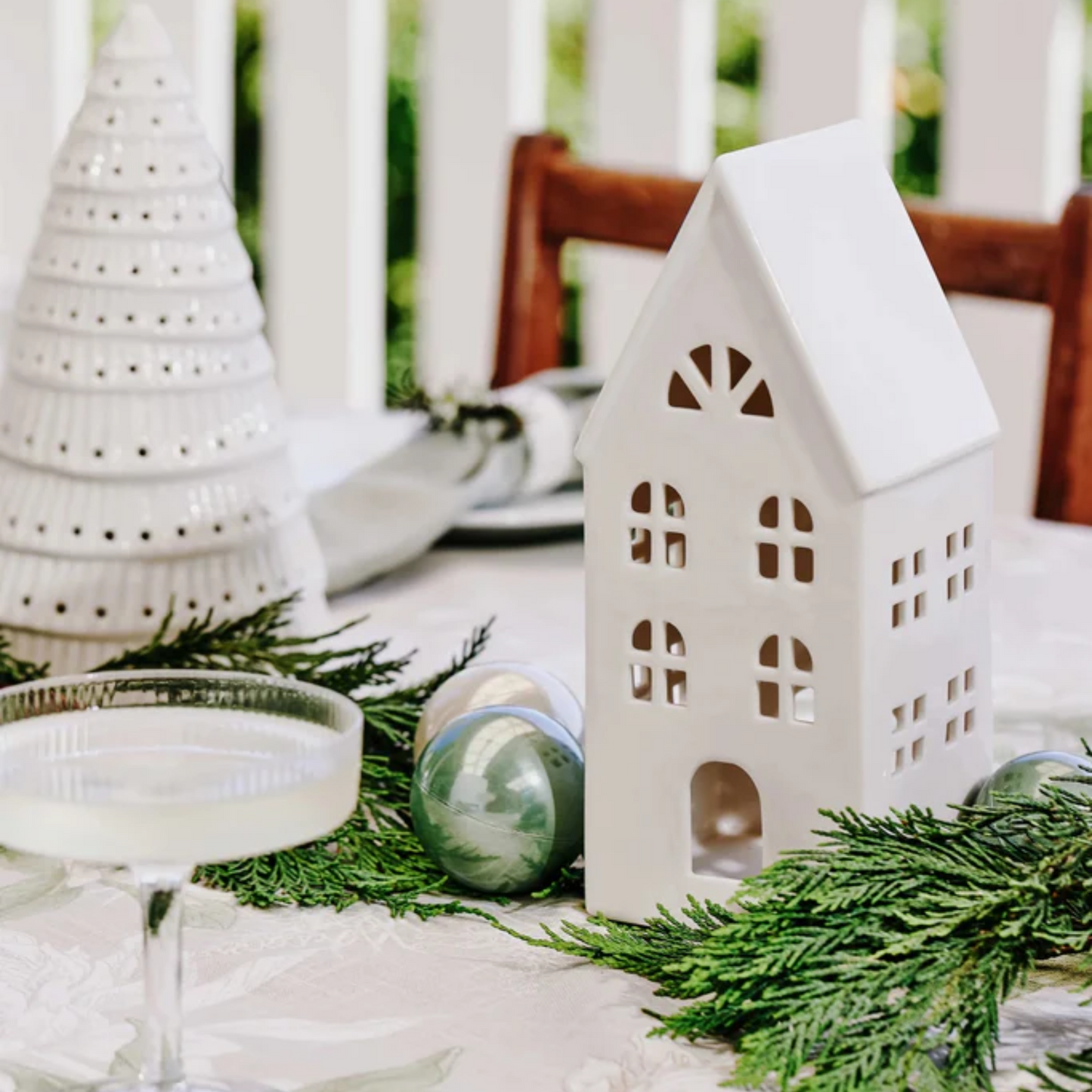 Christmas House White Table Decoration Large