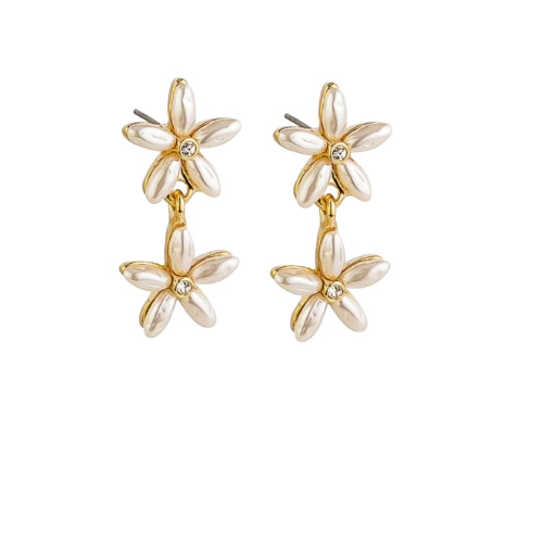 Double Pearl Flower Earring