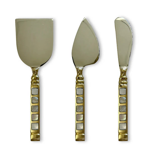 Eden Brass/Pearl Cheese Knife Set