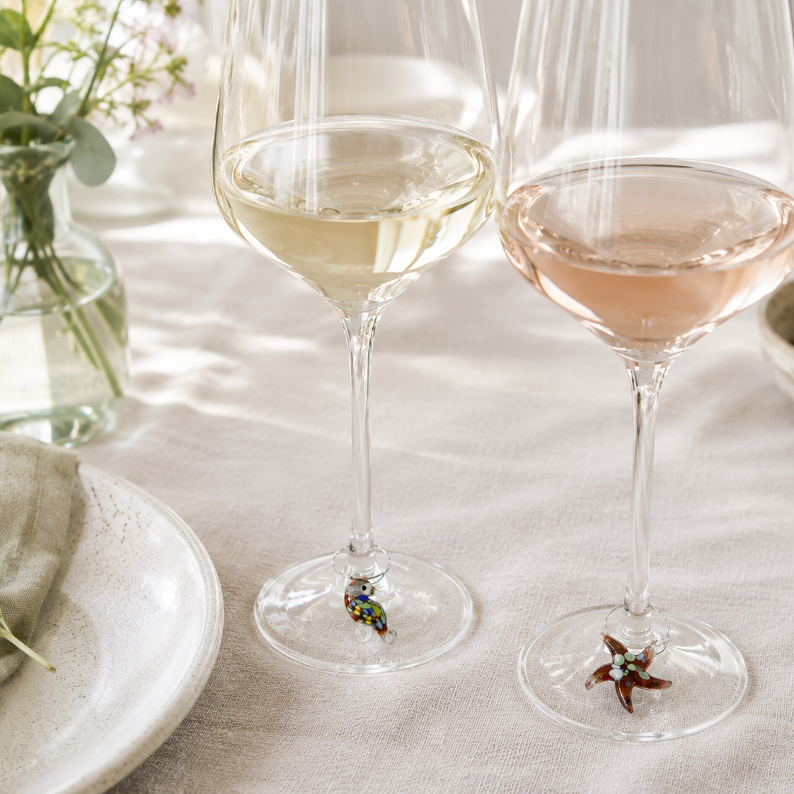 Glass Wine Charms Set of 6 Ocean Multicoloured