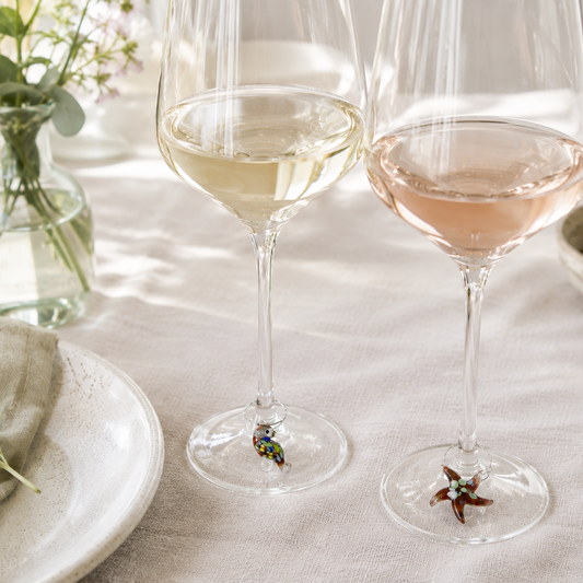 Glass Wine Charms Set of 6 Ocean Multicoloured