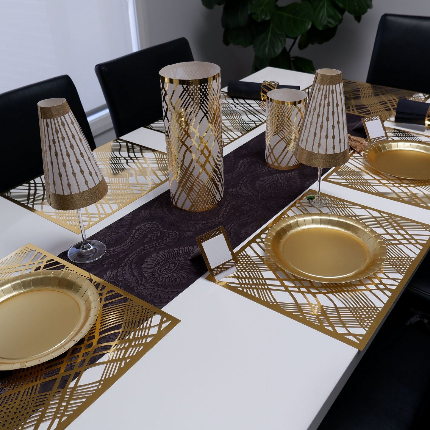 GATSBY RECTANGLE TABLE SETTING FOR 10- Gold Weave Place Matters