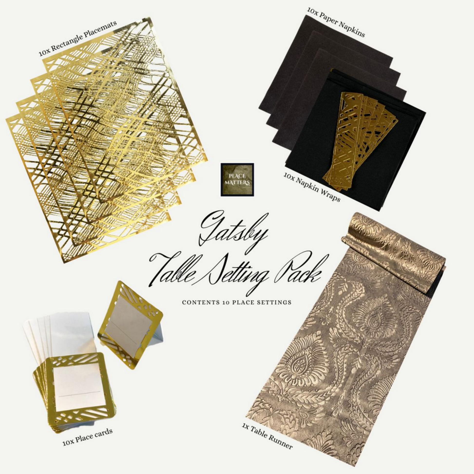 Gold Weave Place setting for 10 included items