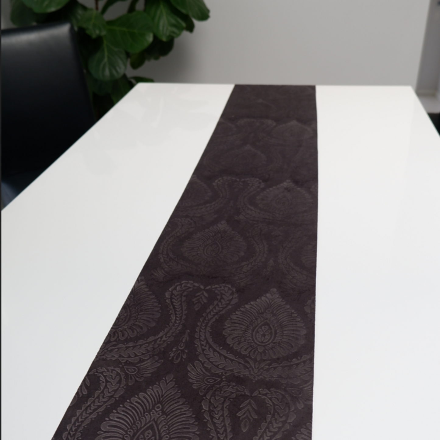 Charcoal velvet table runner 