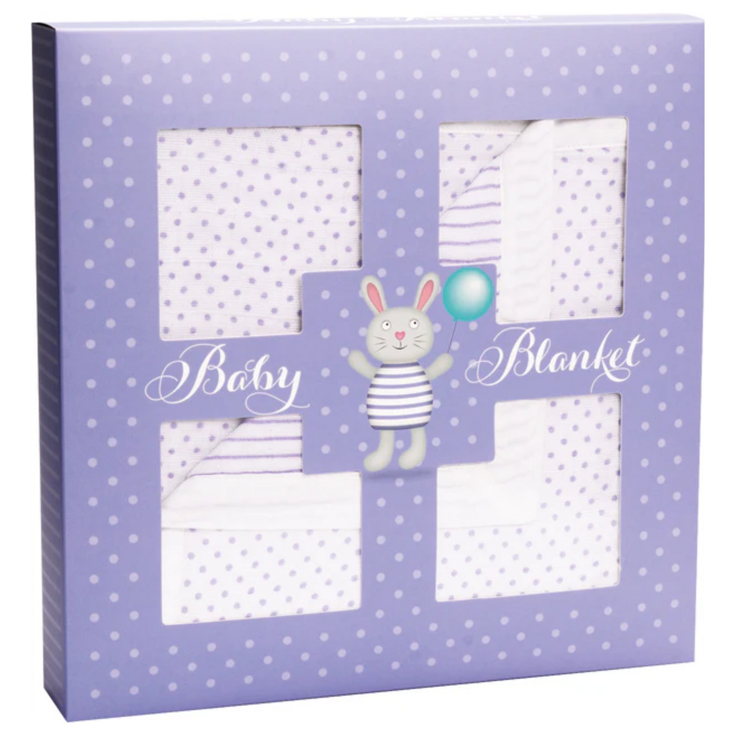 Muslin Baby Blanket in Gift Box - (Purple dots and stripes)