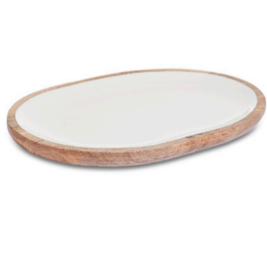 Small Palermo White Enamel Oval Platter