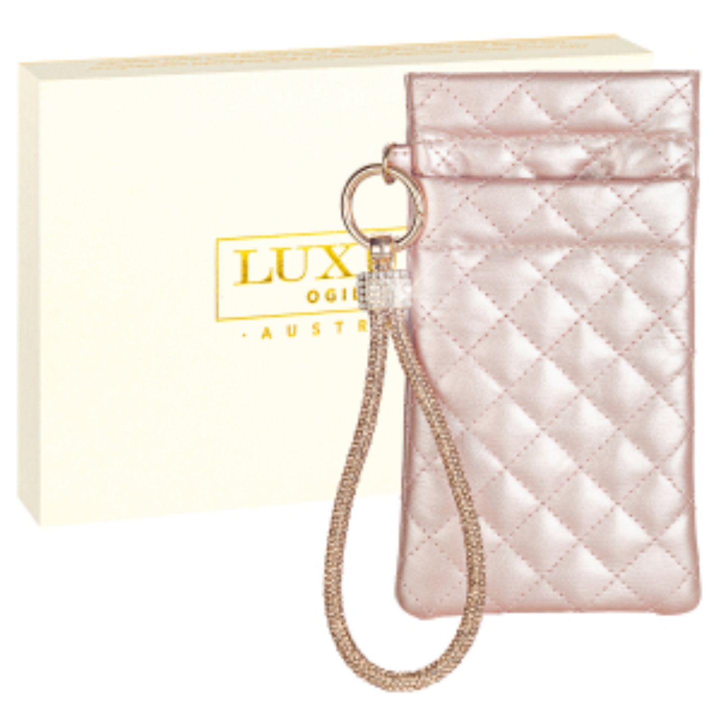 Pouch with Diamonte Wrist Strap - Rose