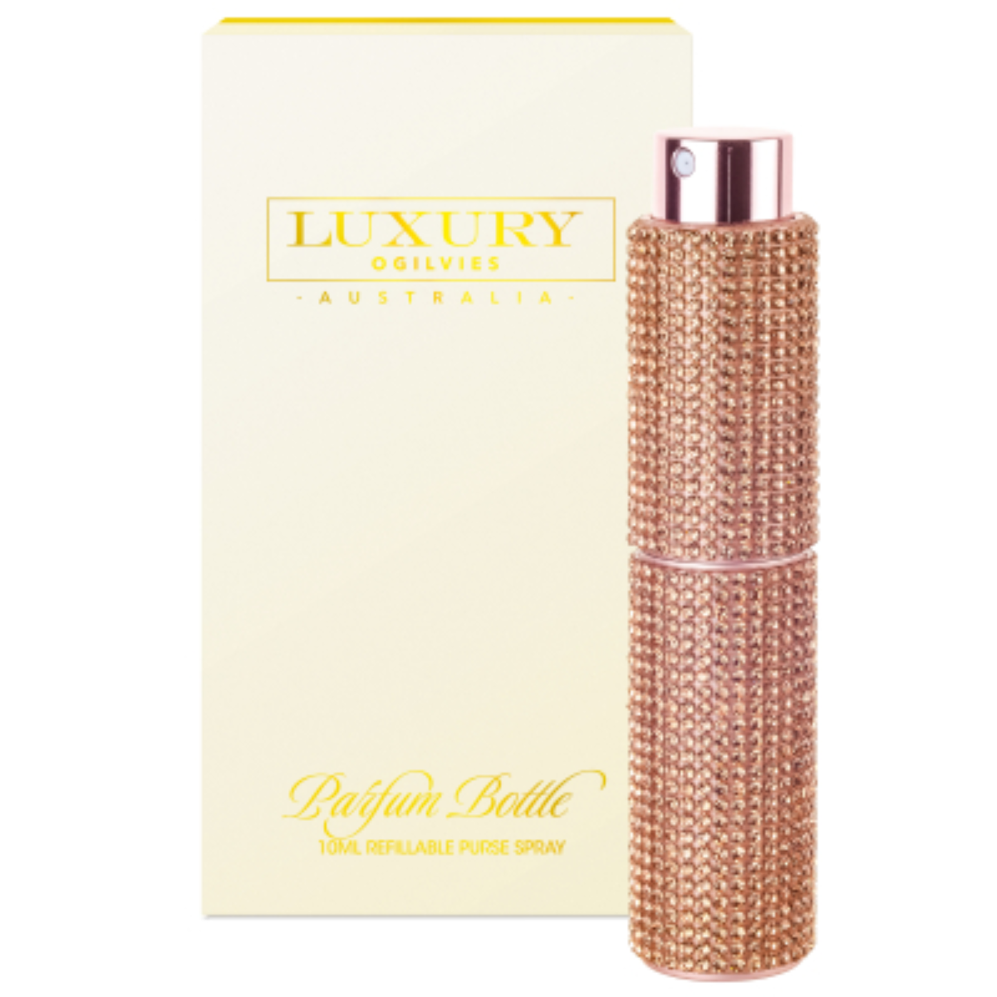 Rose Diamante Encrusted Refillable Perfume Bottle