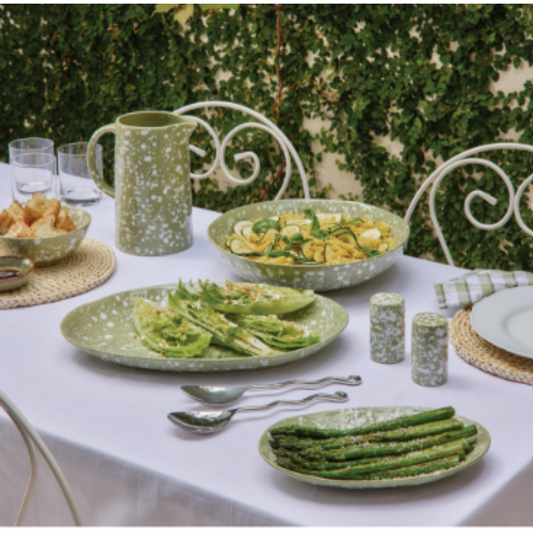 Speckle Green/White Salt and Pepper Shakers