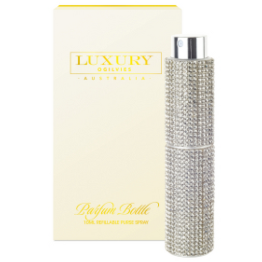 Silver Diamante Encrusted Refillable Perfume Bottle