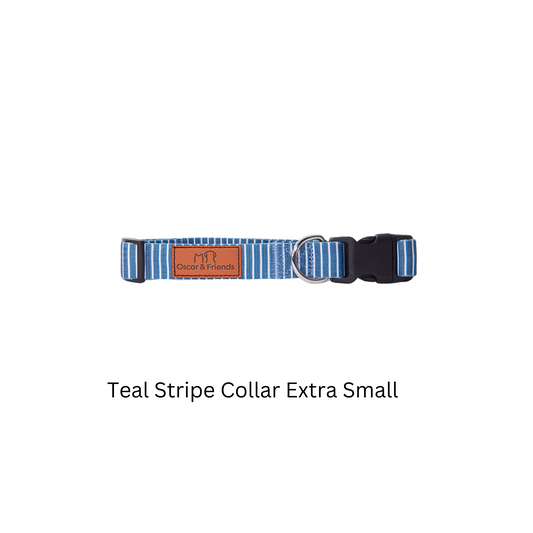 Oscar and Friends Teal Stripe Collar Extra Small