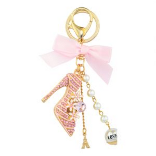 Luxury pink glitter key charm