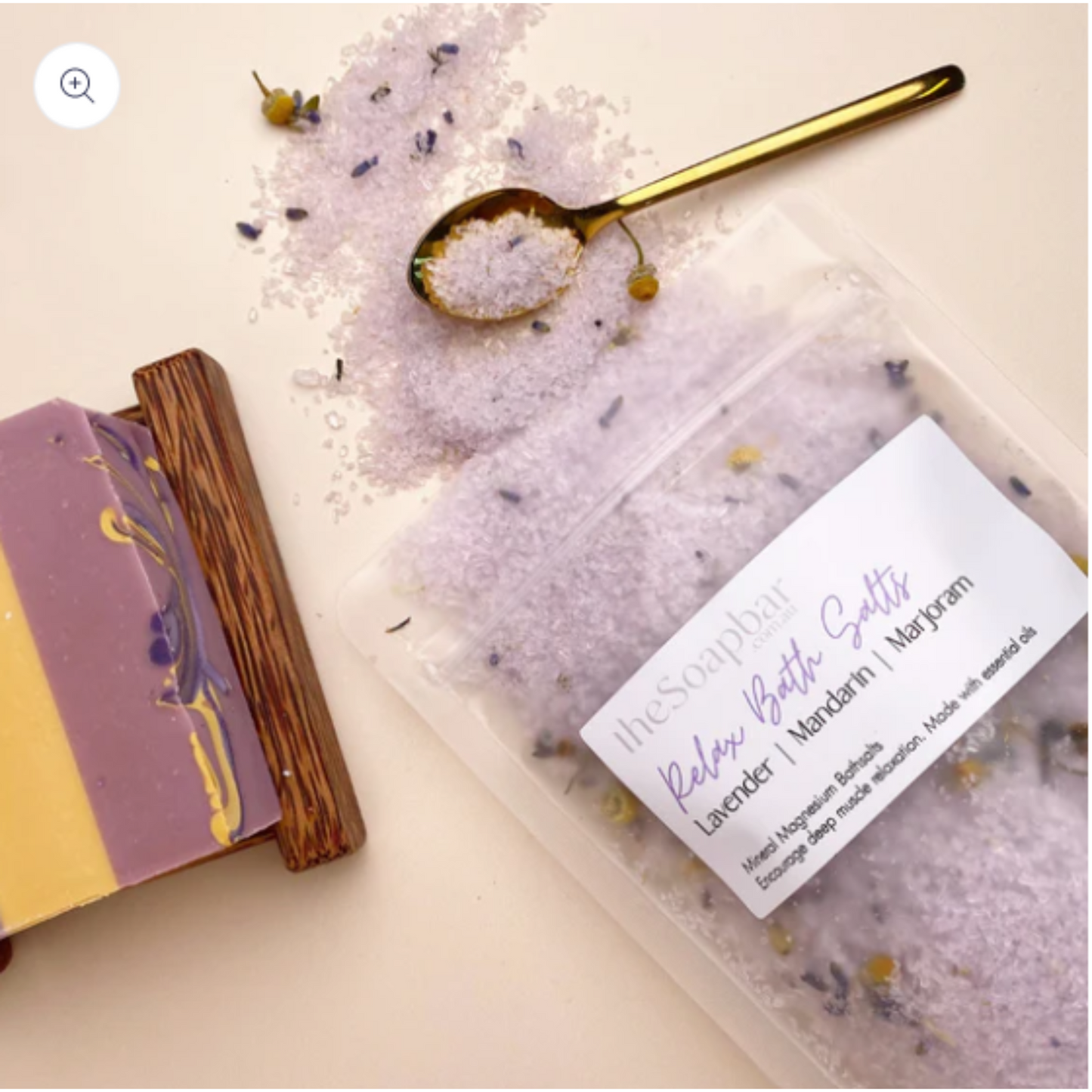 Mother's Day at Julian's Gifts Relax Bath Salts, Half size soap bar