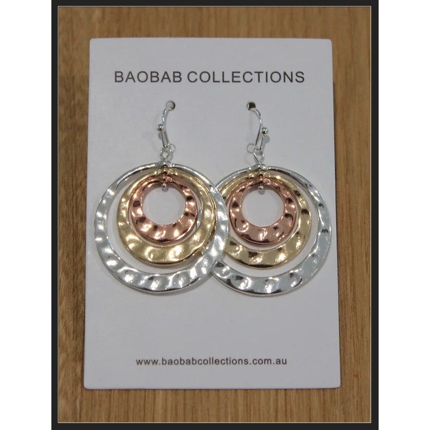 Earrings Circle of Life with Silver, Gold, Rose Gold