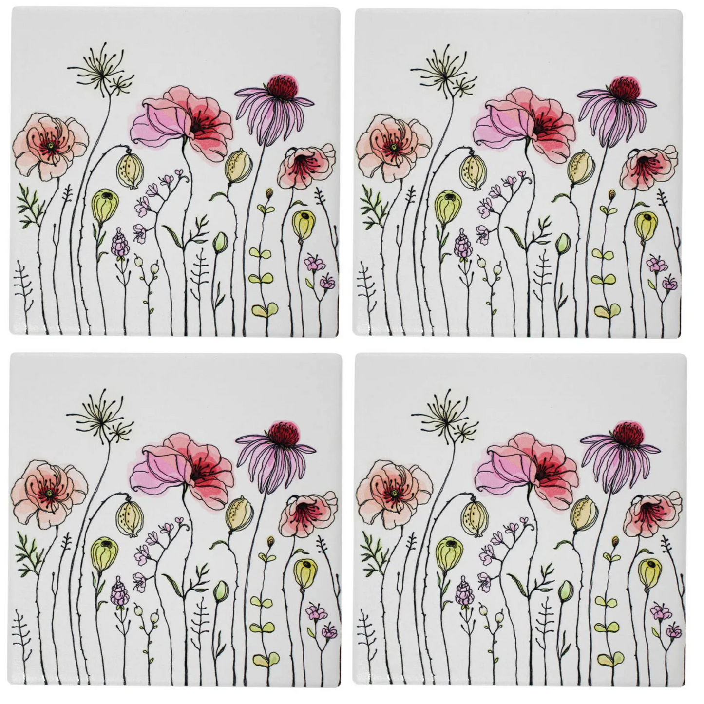 Lavida Coasters Spring Flowers Set of 4