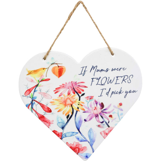 Heart Mum Flowers - Wall Plaque