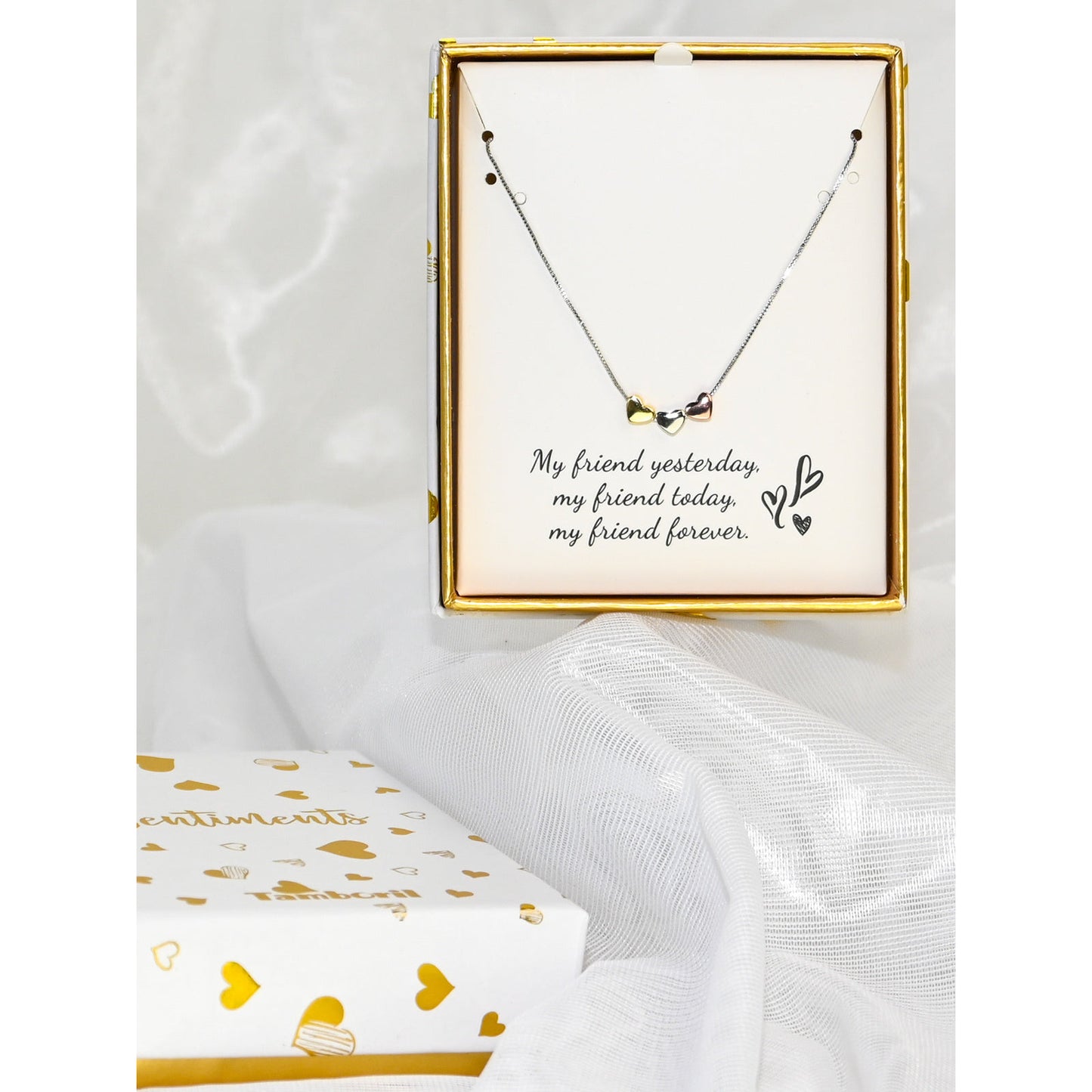 Love Heart Trio Sentiments Necklace