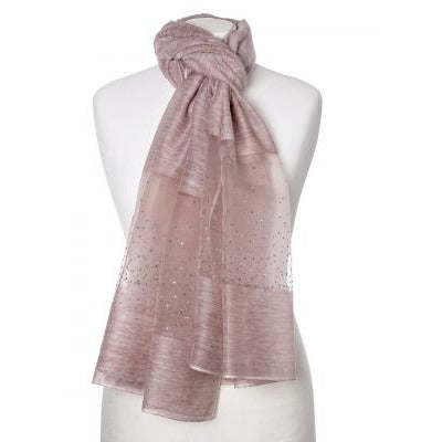 Pink Blush Diamante Scarf in Drawer Gift Box