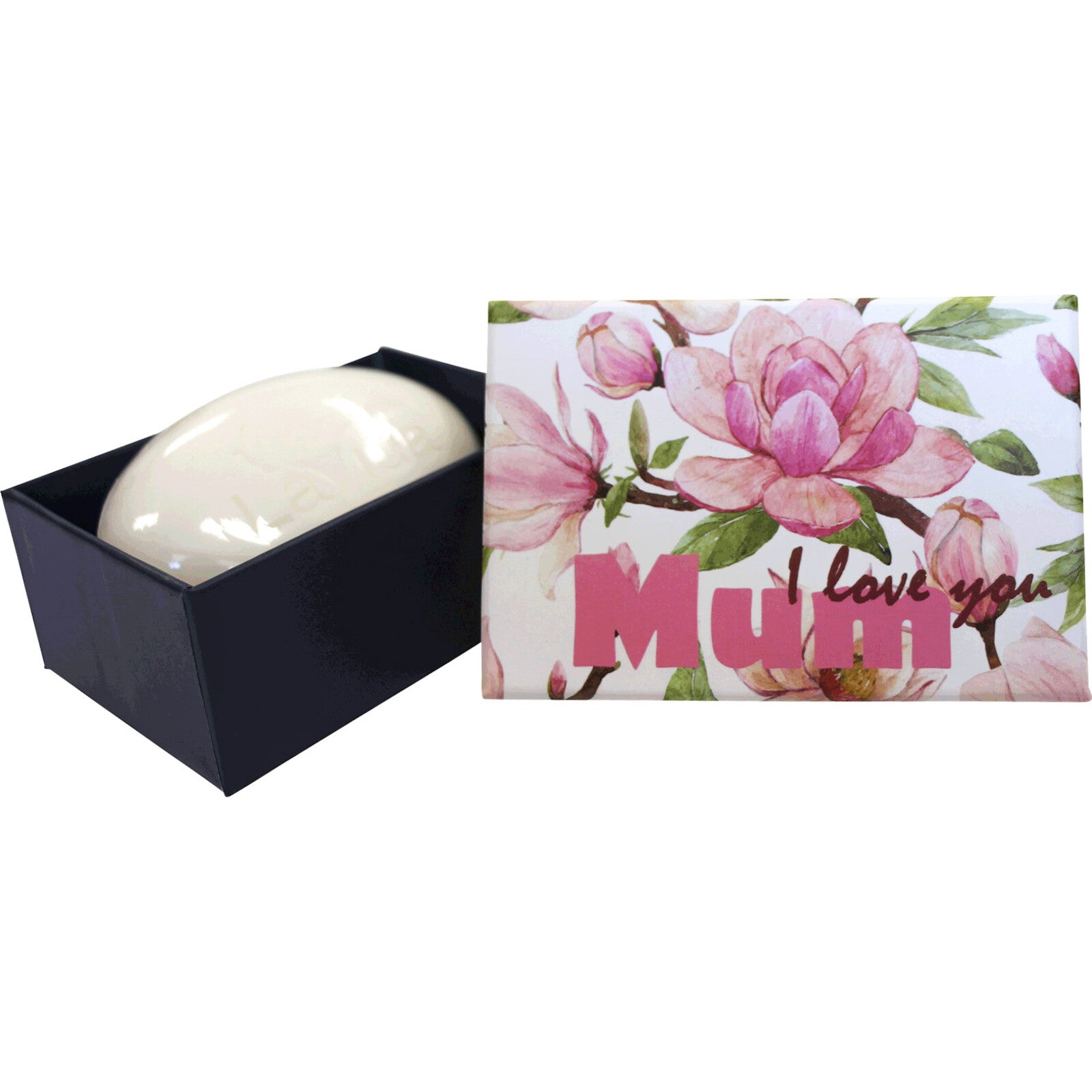 Boxed Soap with words, I love you Mum and magnolia flower design gift box.