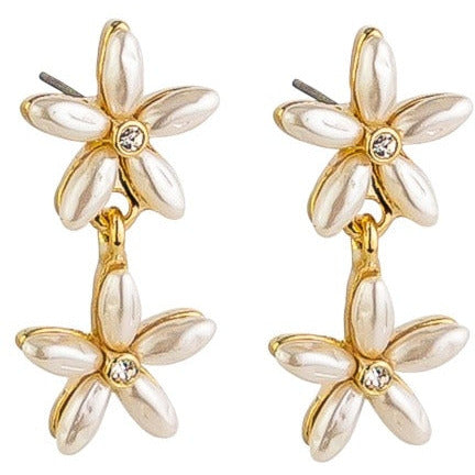 Double Pearl Flower Earring